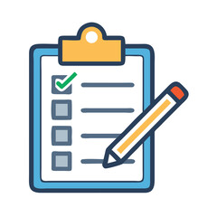 Checklist Clipboard with Pencil Tool Icon Design