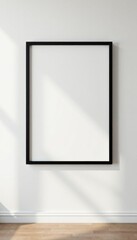 Empty black frame with white mat, minimalist gallery display, decor, object