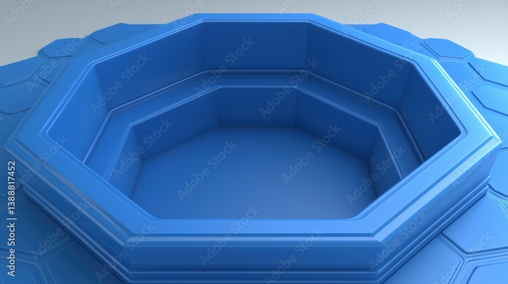 Poster dynamic blue octagonal design modern studio 3d model abstract environment aerial view creative conce