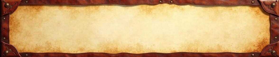 Aged leather frame, classic book cover design on parchment , old, literary