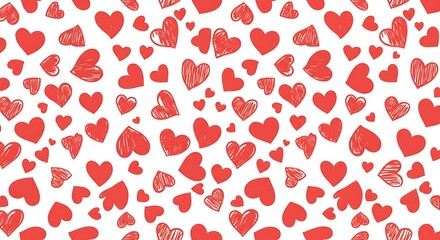 Hand-Drawn Red Hearts: A Romantic Pattern AI Generated