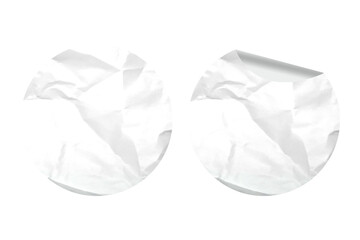Clean White Round Sticker with Curl Edge , Mock up for Branding or Design