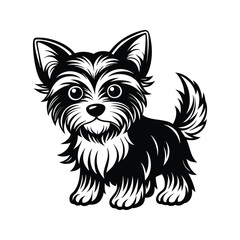 Artistic yorkshire terrier dog illustration silhouette