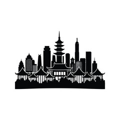 Obraz premium Asian city skyline silhouette
