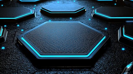 Dynamic hexagonal patterns in futuristic technology setting 3d graphics digital environment high-tech perspective