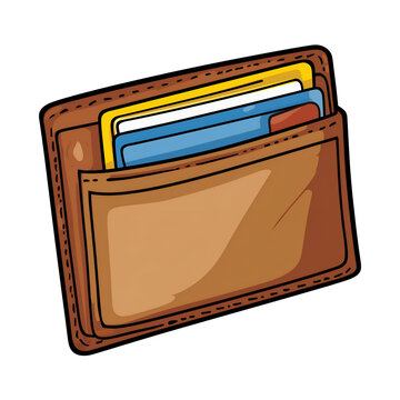 brown wallet with colorful cards clip art preview