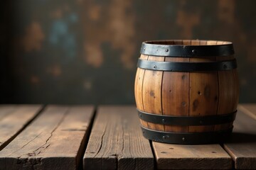 Rustic wooden barrel, aged tabletop Weathered wood texture, vintage setting , aged, cask, plank