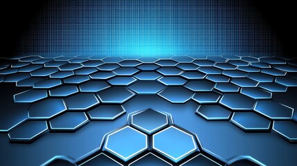 Dynamic blue hexagonal design digital space background image futuristic aerial view technology concept