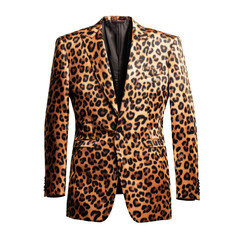 Leopard print tuxedo jacket isolated on transparent background