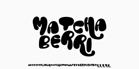 Elegant Bubble Font. Groovy Font. Graffiti Font. Creative Hand Drawn Uppercase and Number. Street Art Classic Lettering Fashion Designs Typography decorative vintage concept vector illustration