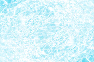 Blue water with ripples on the surface. Defocus blurred transparent blue colored clear calm water surface texture with splashes and bubbles. Water waves with shining pattern texture background.