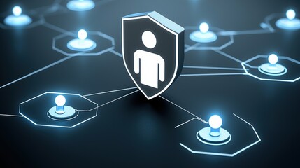 Digital security network protecting personal data in the online environment graphic visualization technology focus