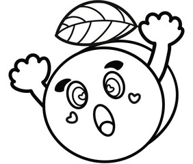 Minimalist Outline Drawing of a  Cartoon fruit, Elegant Design, Cute hand drawn  for coloring books.