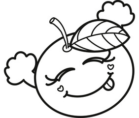Minimalist Outline Drawing of a  Cartoon fruit, Elegant Design, Cute hand drawn  for coloring books.