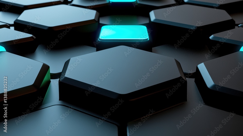 Poster innovative hexagonal patterns digital space graphic design futuristic environment close-up view tech