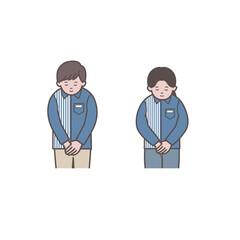 おじぎするコンビニ店員男女のイラスト