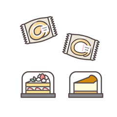 コンビニ・スーパーの商品　スイーツ、ロールケーキ、ショートケーキ、チーズケーキ