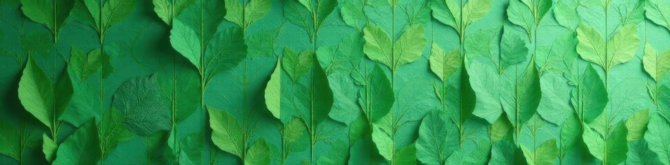 Obraz premium Geometric green leaf pattern on textured wall, minimalist loft furniture , interior, bright