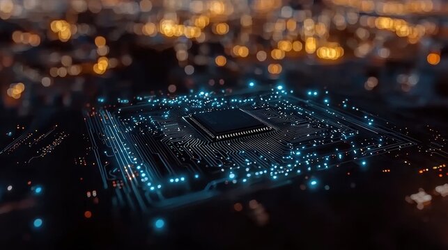 Exploring innovative technology urban landscape digital art nighttime aerial view futuristic concepts