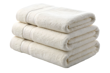Stacked White Cotton Bath Towels