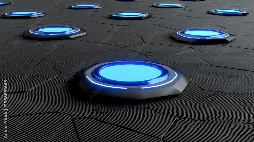 Aufkleber illuminated technology nodes abstract digital environment futuristic design close-up view innovative