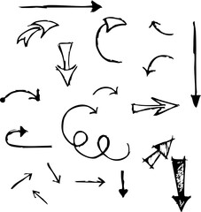 Arrows in different directions, a set of drawn arrows