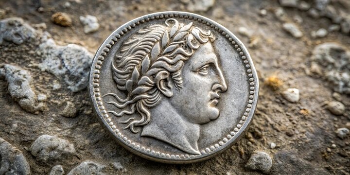 Historical Roman denarius coin from 15 BC found in Lugdunum, Roman, Denarius, Coin, Currency, Augustus, Emperor