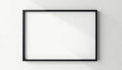 Single black frame against pristine white, clean lines , interior photography, frame template, home styling