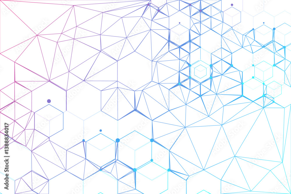 Poster abstract polygonal and hexagons space. triangles with connecting dots and lines. background concept 