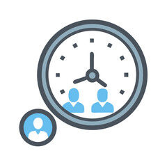 Clock with Group Avatar Overlay Icon Design