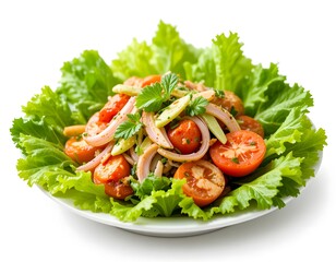 A plate of salad with green vegetable salad