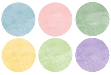 水彩風のテクスチャーのある円のイラスト素材セット