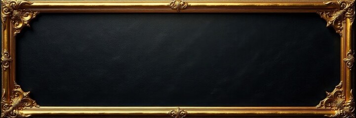 Fototapeta premium Intricate gold frame, textured black backdrop , embellishment, frame, ornate