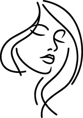 Line drawing of a womans face.