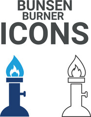 Burner icons. Containing experiment, test tube, microscope, flask, chemical, biology, research, lab and more. Solid vector icons collection.