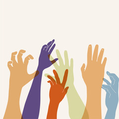 Various gestures of human hands. People in need of help concept.