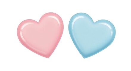 Fototapeta premium Pastel Pink & Blue Hearts: Gentle Love Illustration AI Generated