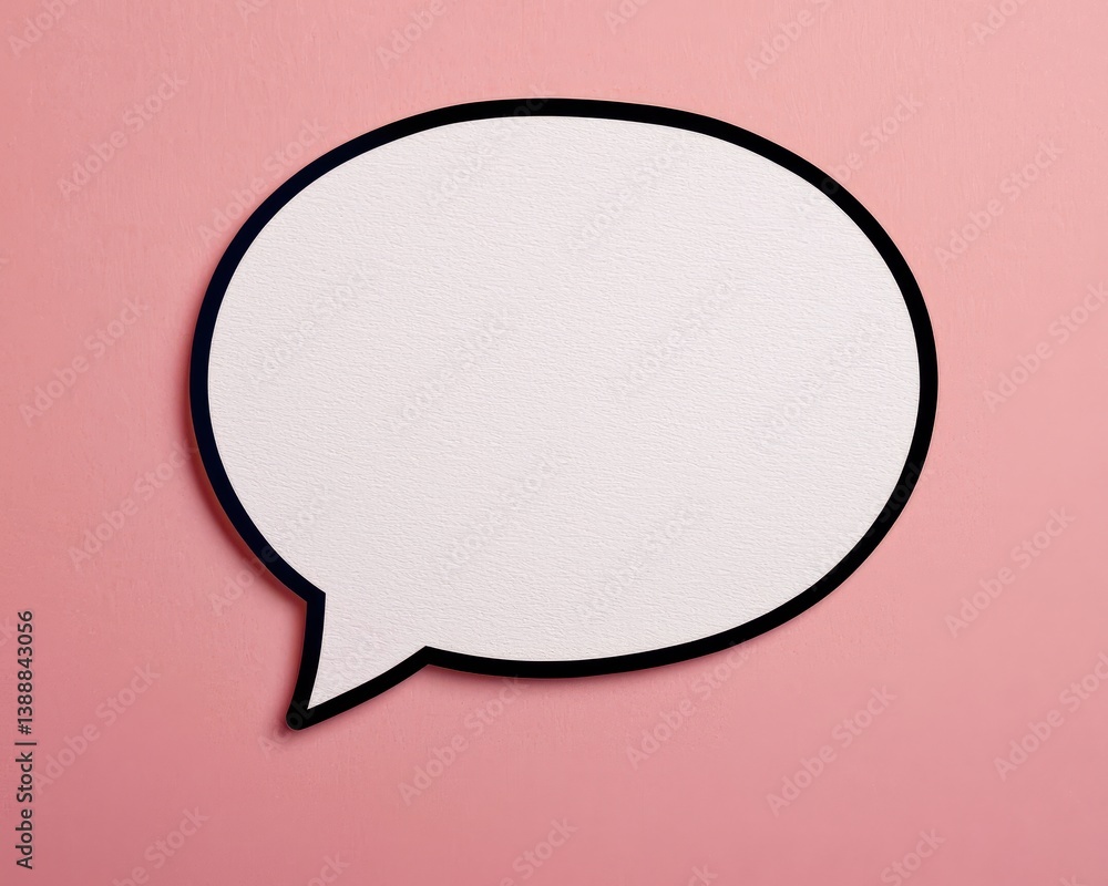 Poster opinion speech bubbles concept. blank speech bubble on a pink background, ready for custom text inpu
