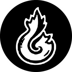 Stylized flame emblem in monochrome design