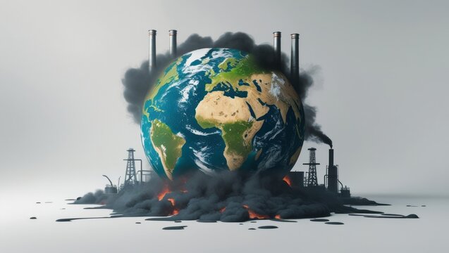 earth polluted with smoke from factories.