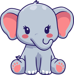 Cute baby elephant sitting