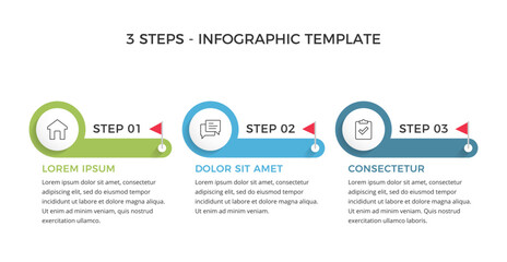 Three steps - infographic template, process diagram, workflow, vector eps10 illustration