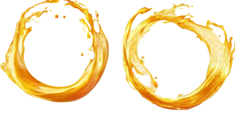 Two golden rings of liquid splash