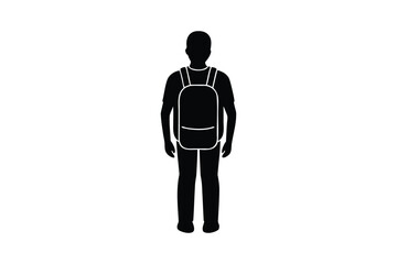 Man Backpack icon silhouette on white background