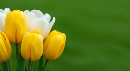 Naklejka premium Spring's Embrace: Yellow and White Tulips AI Generated