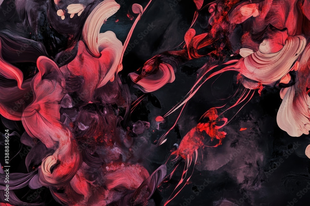 Poster abstract red black swirls paint texture background design art ink dark deep rich fluid image style