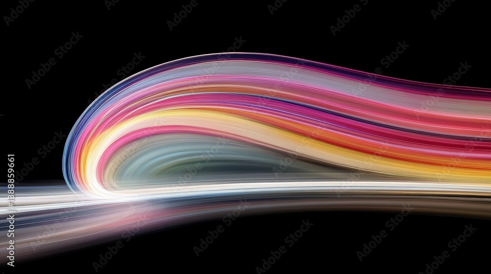 Aufkleber abstract colorful swirl: a vibrant, dynamic swirl of multicolored light streaks across a dark backgr