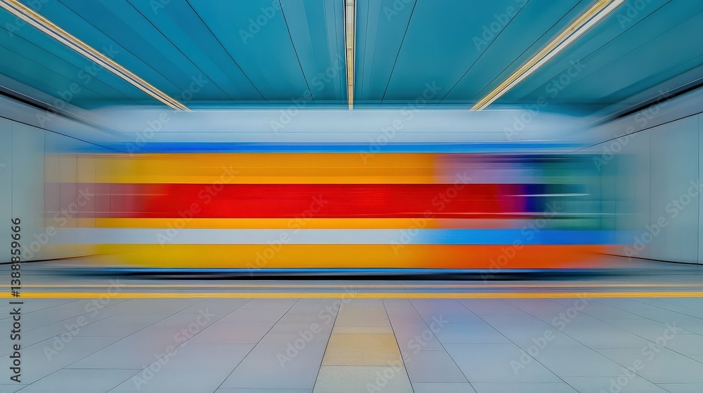 Aufkleber dynamic passage: an artistic depiction of a blur train speeding through a tunnel, embodying the conc