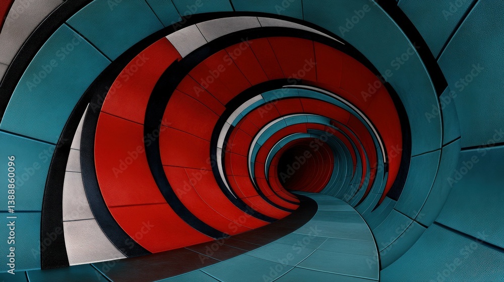 Poster geometric corridor: a visually striking, abstract tunnel with a captivating perspective. the seamles