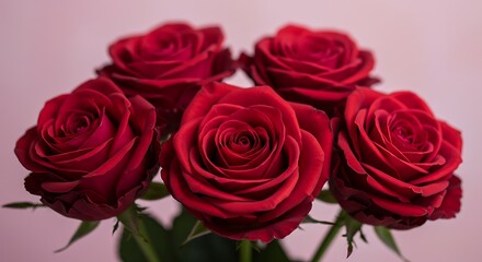 Fototapeta premium Crimson Roses: A Velvet Embrace AI Generated